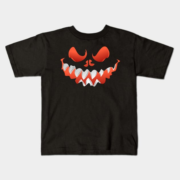Scary Pumpkin Face for Halloween Kids T-Shirt by ThreadsMonkey